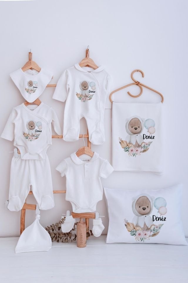 Lilabio Bebe Yaka İsme Özel Delux 12li Hastane Çıkışı Ayıcık