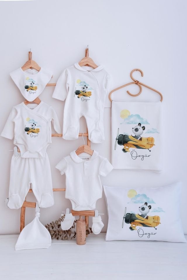 Lilabio Bebe Yaka İsme Özel Delux 12li Hastane Çıkışı Panda