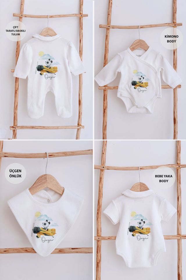 Lilabio Bebe Yaka İsme Özel Delux 12li Hastane Çıkışı Panda