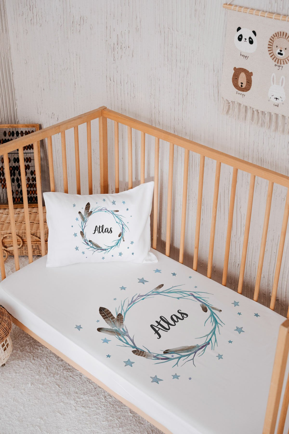 %100 Pamuk İsme Özel Park Yatak Çarşaf Seti (120x180) Çiçek