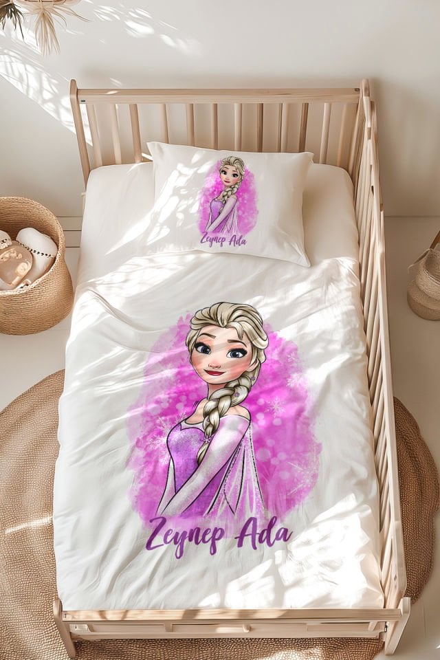 İsme Özel Montessori Yatak Nevresim Takımı (100x200 cm) Elsa