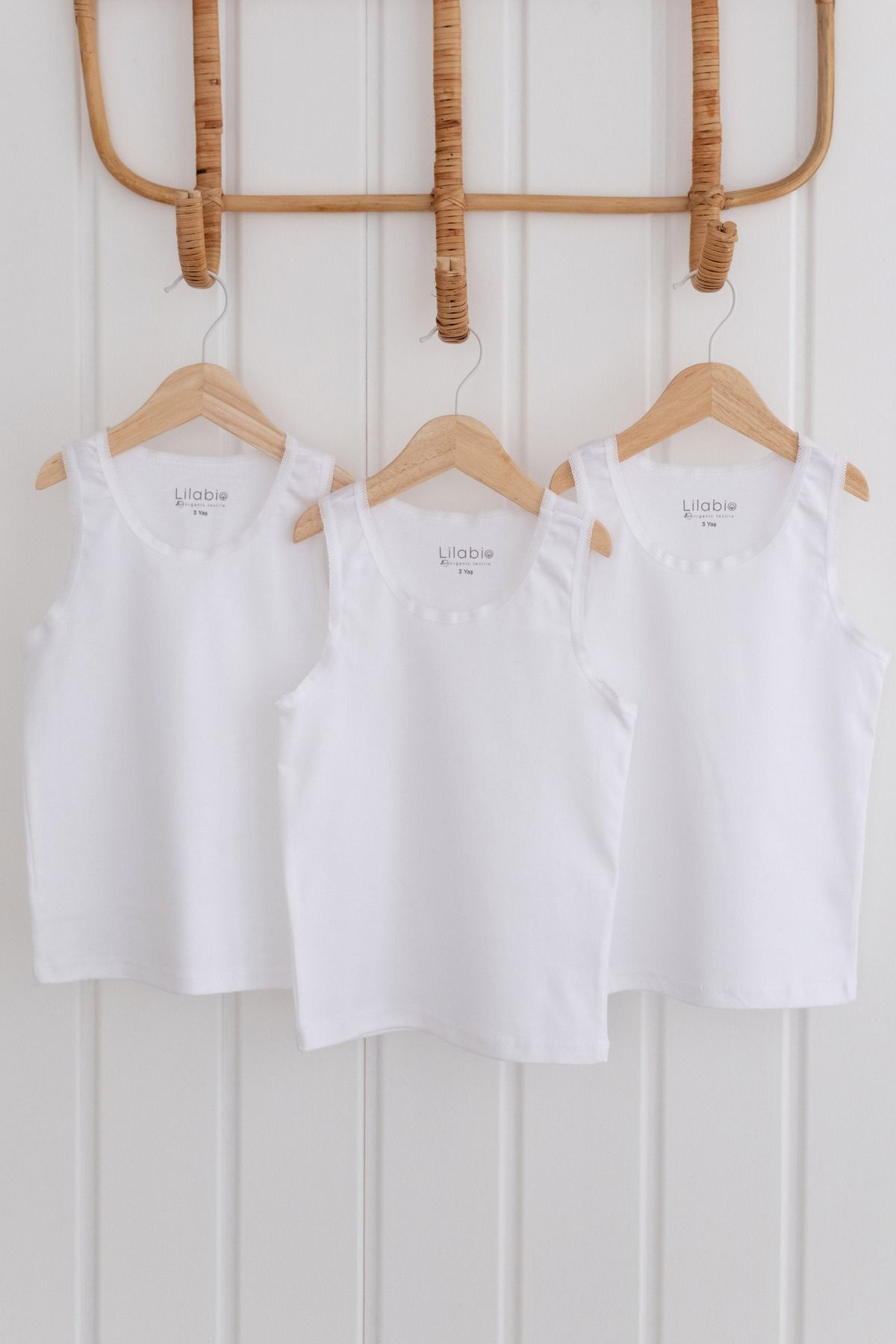 %100 Pamuk 3lü Kız Çocuk Beyaz Atlet 5 YAŞ - Beyaz