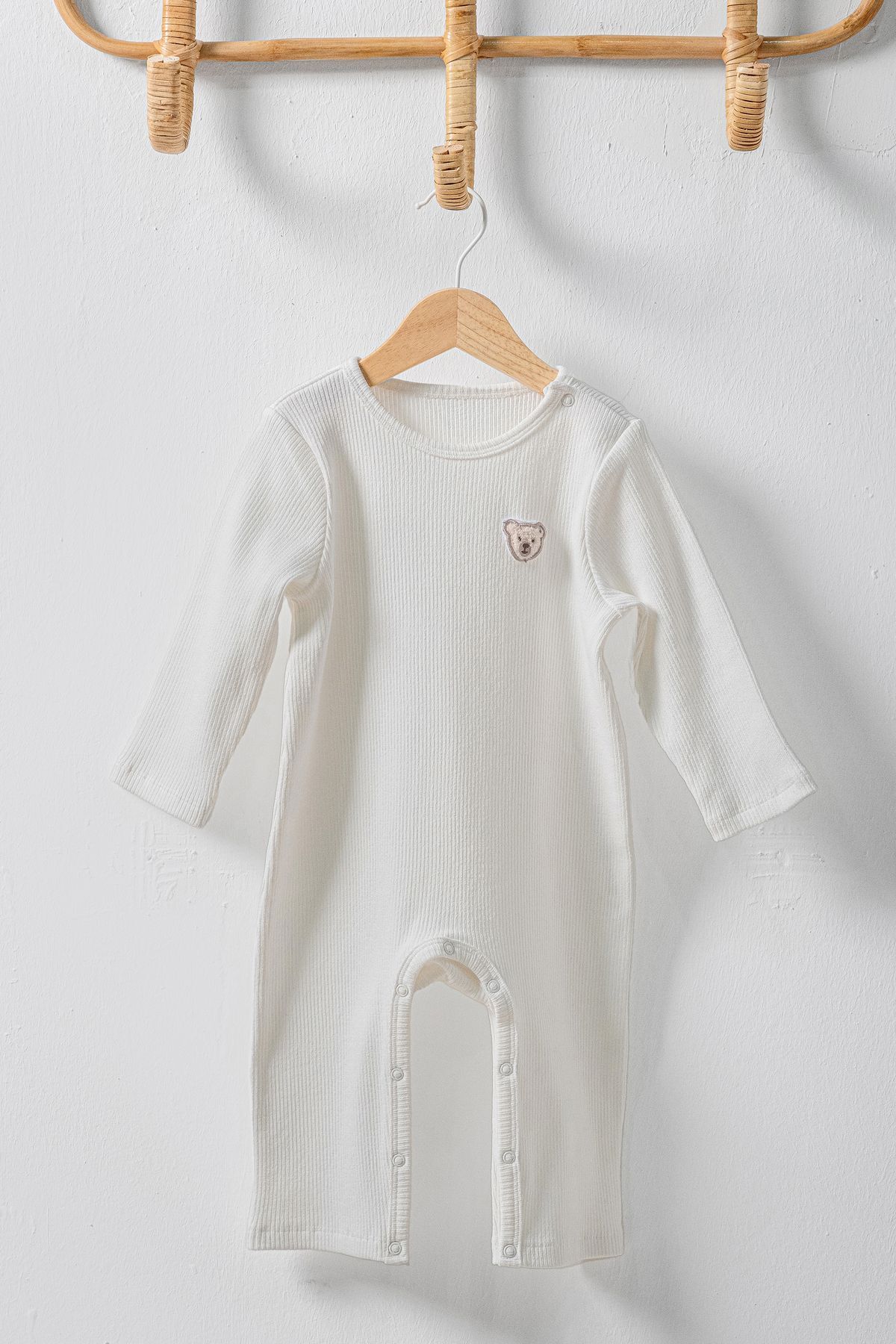 %100 Pamuk Uzun Kollu Altdan Çıtçıtlı Bebek Tulum