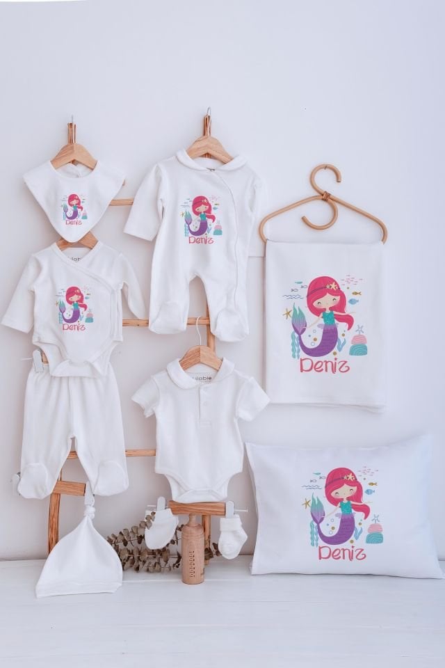 Lilabio Bebe Yaka İsme Özel Delux 12li Hastane Çıkışı Denizkızı