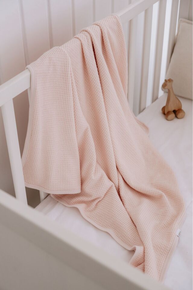 %100 Organik Pamuk Çift Katlı Pike Bebek Battaniyesi (90X90CM)