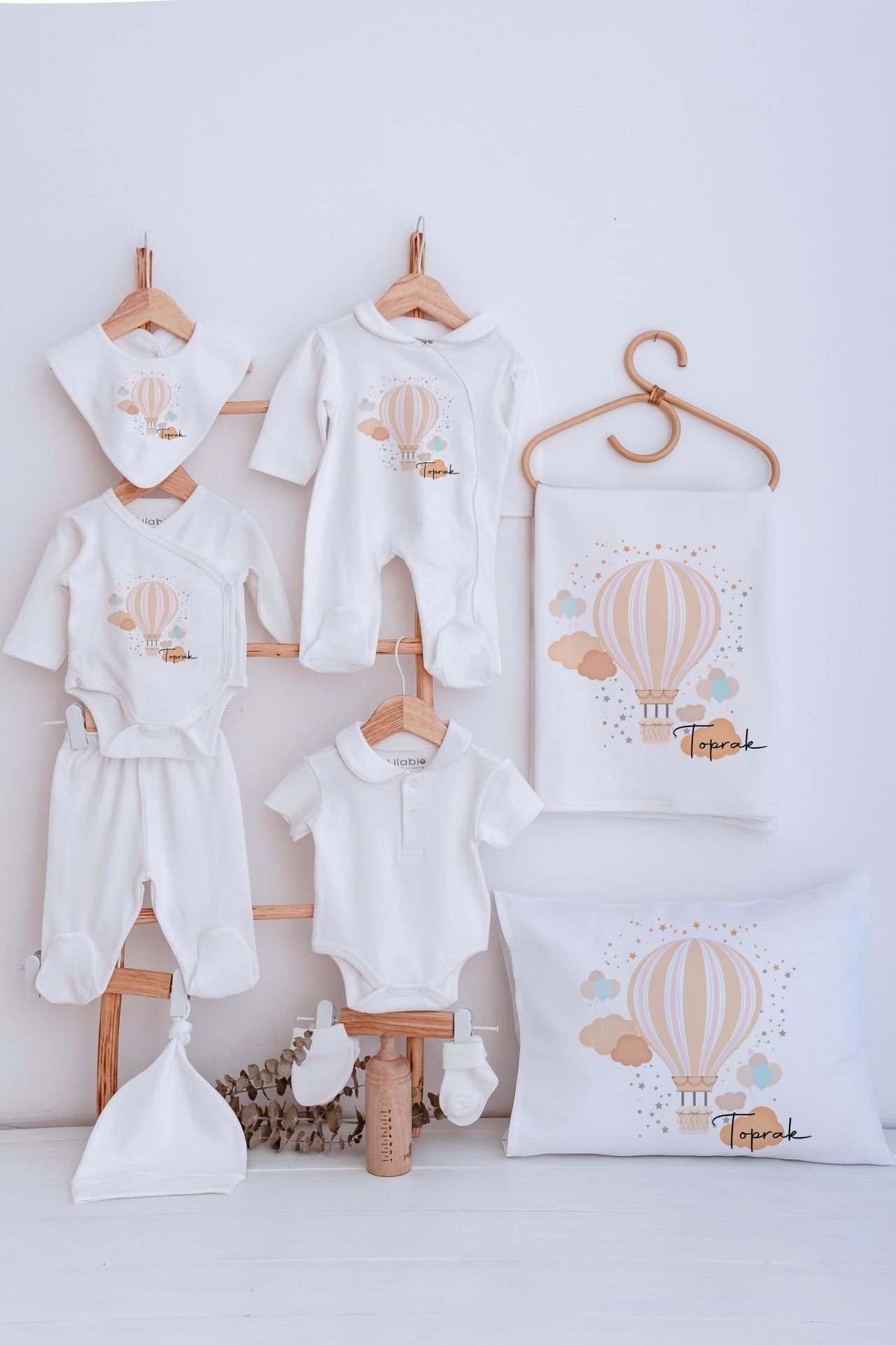 Lilabio Bebe Yaka İsme Özel Delux 12li Hastane Çıkışı Turuncu Balon