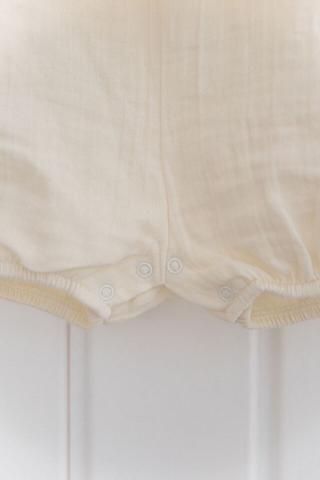 %100 Pamuk Müslin Bebek Zıbın Elbise 18-24 AY - Ekru