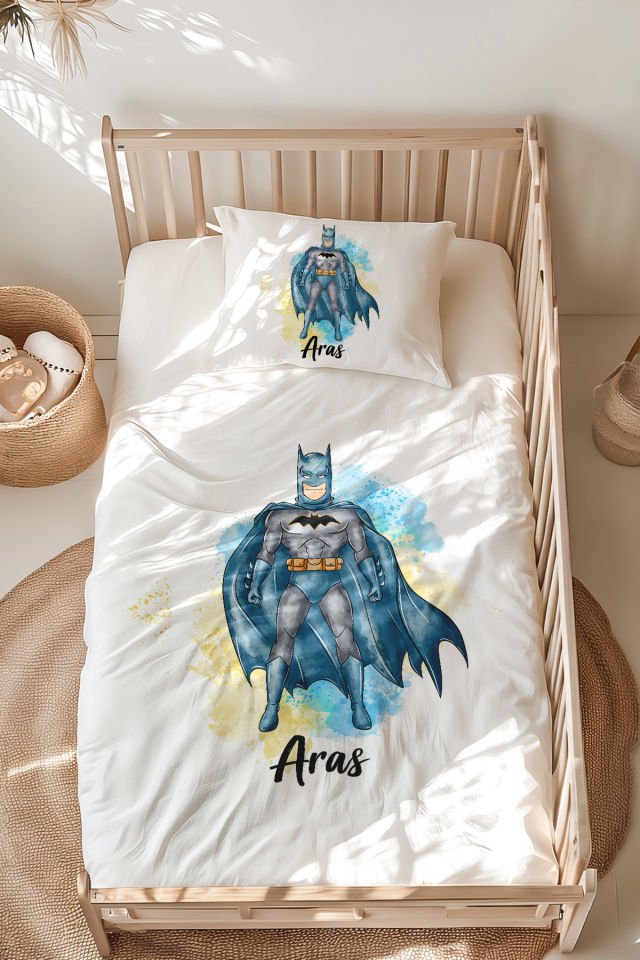%100 Pamuk İsme Özel Montessori Yatak Nevresim Takımı (100x200 cm) Batman