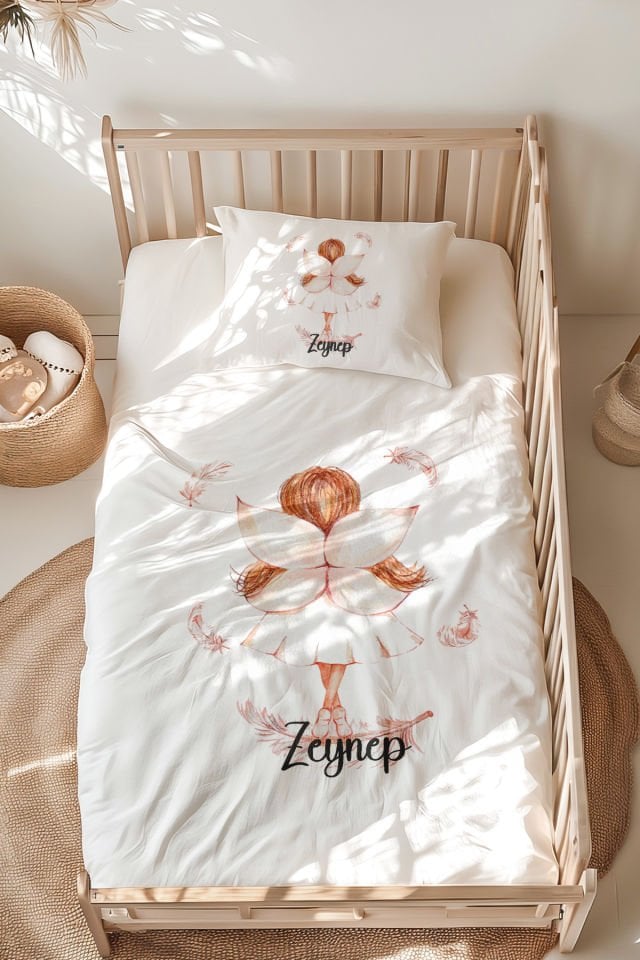 İsme Özel Montessori Yatak Nevresim Takımı (100x200 cm) Peri Kızı