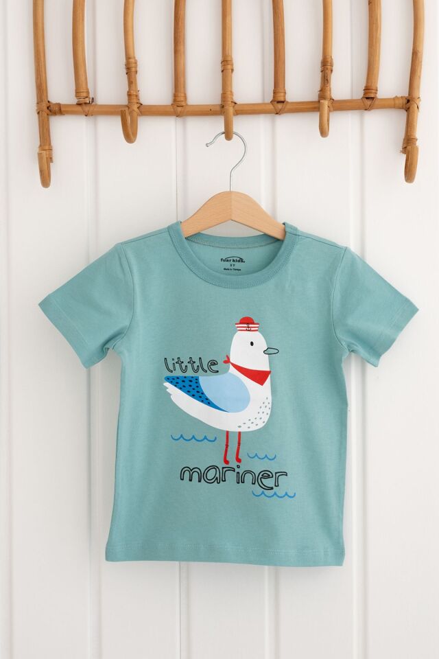 %100 Pamuk Kız Çocuk Regular Kısa Kollu Desenli T-shirt