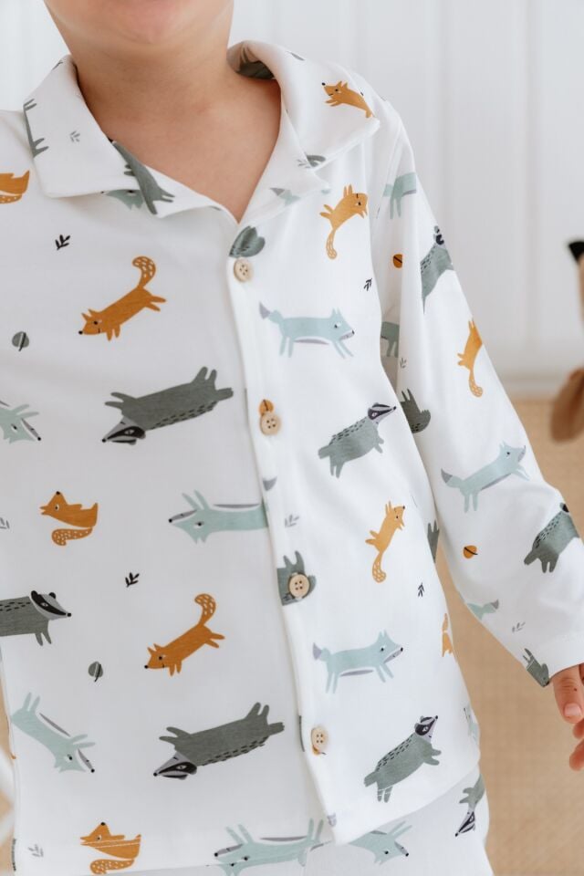 Bambu Kumaş Önden Düğmeli Erkek Çocuk Pijama Takımı