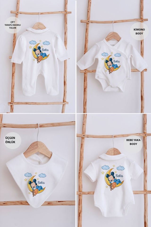 Lilabio Bebe Yaka İsme Özel Delux 12li Hastane Çıkışı Yavru Mickey