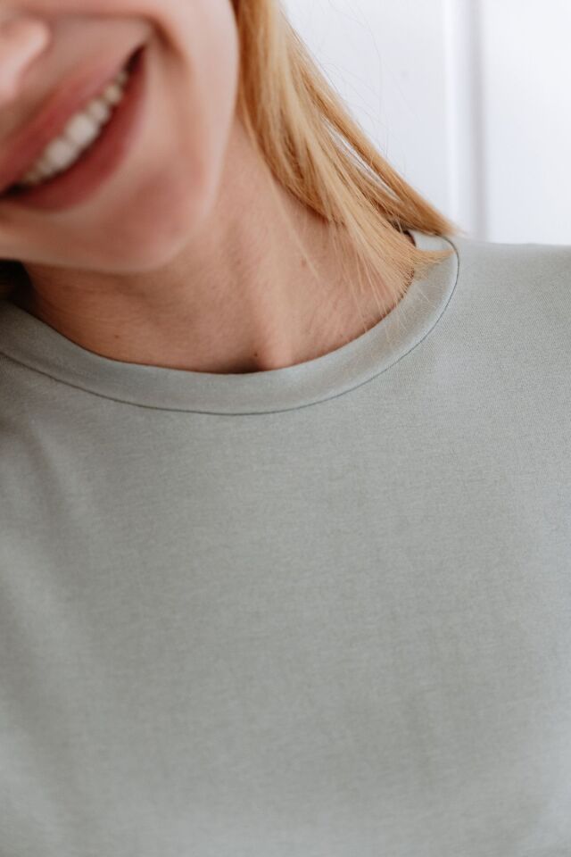 Bisiklet Yaka Loose Fit Modal T-shirt S - Yeşil