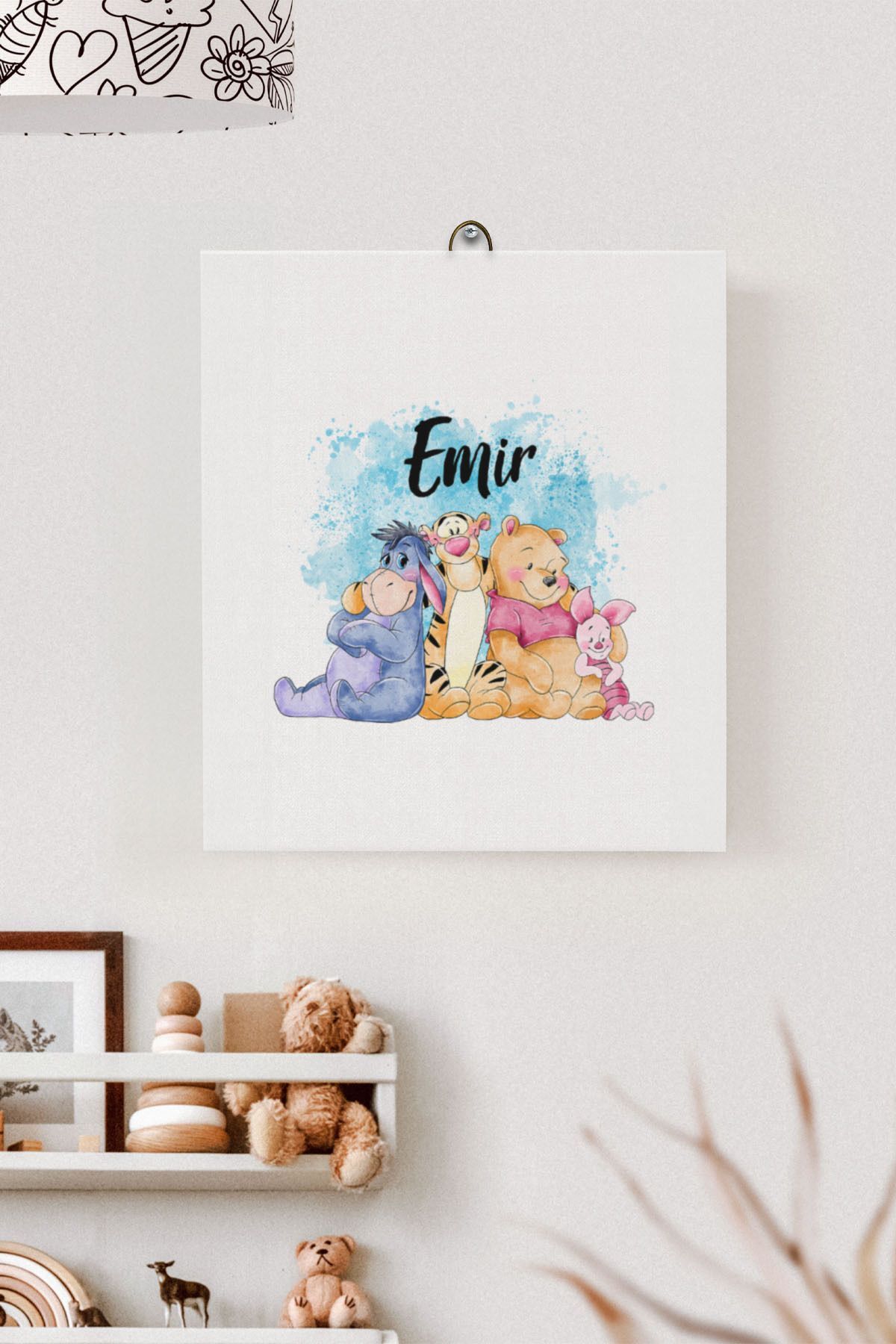 İsme Özel Çocuk Odası Kanvas Tablo Winnie the Pooh (17x21 Cm)