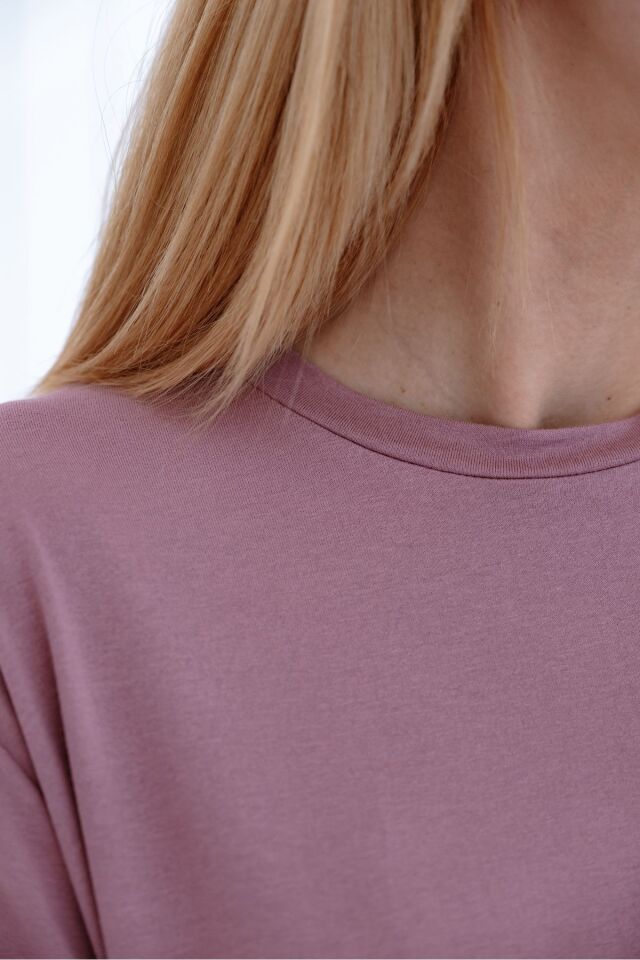 Bisiklet Yaka Loose Fit Modal T-shirt M - Pembe