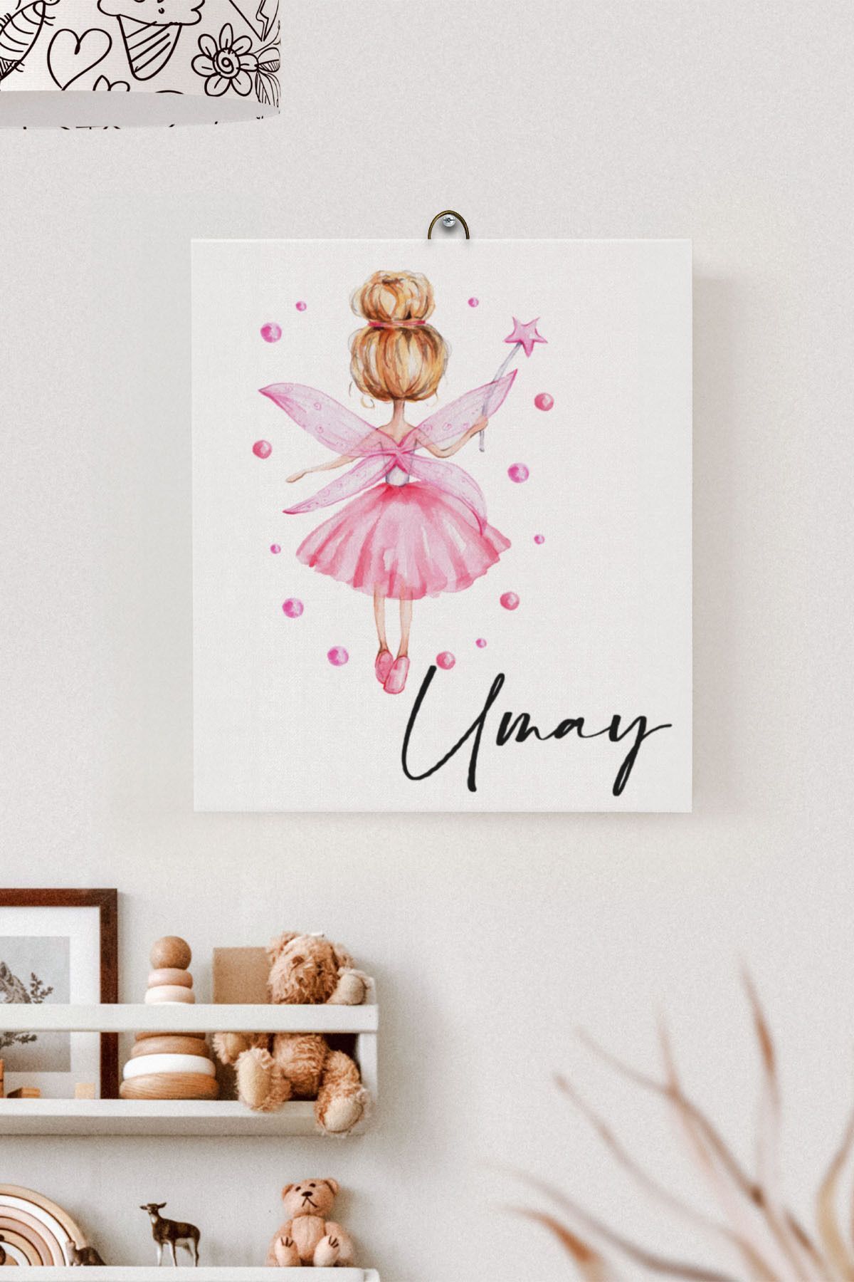 İsme Özel Çocuk Odası Kanvas Tablo Peri (17x21 Cm)