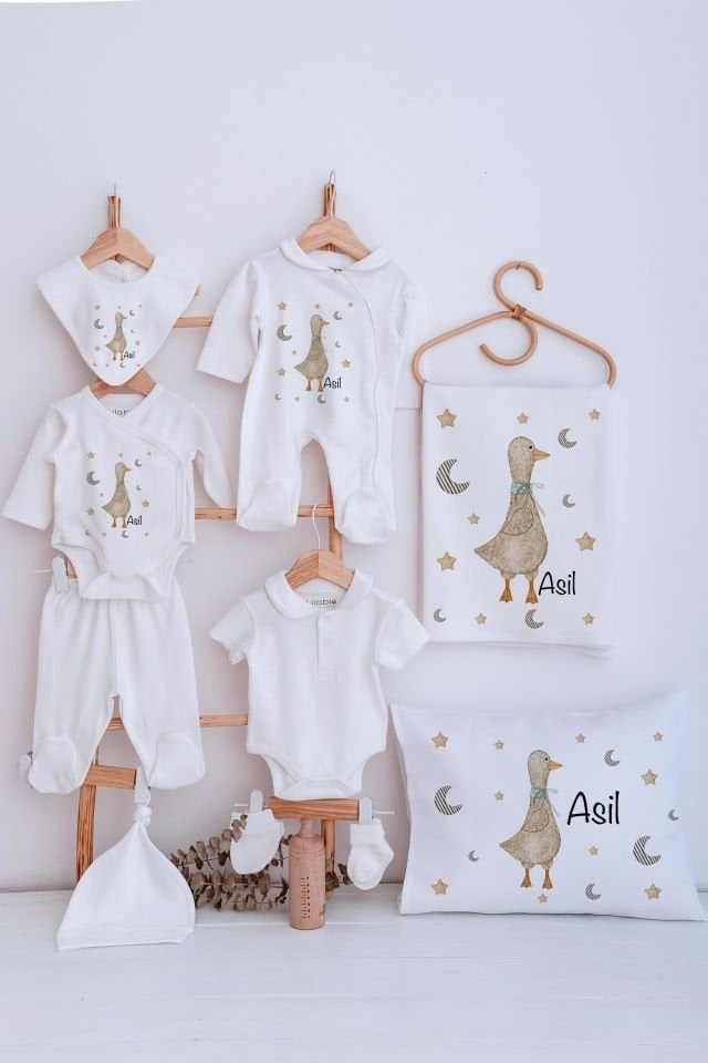 Lilabio Bebe Yaka İsme Özel Delux 12li Hastane Çıkışı Ördek