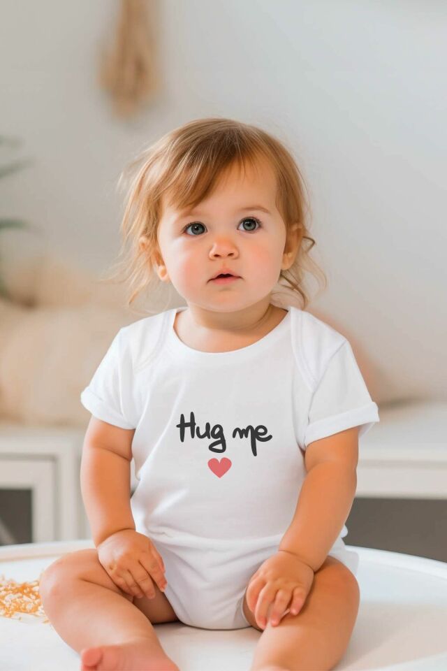 %100 Pamuk Kısa Kollu Bebek Body Hug Me