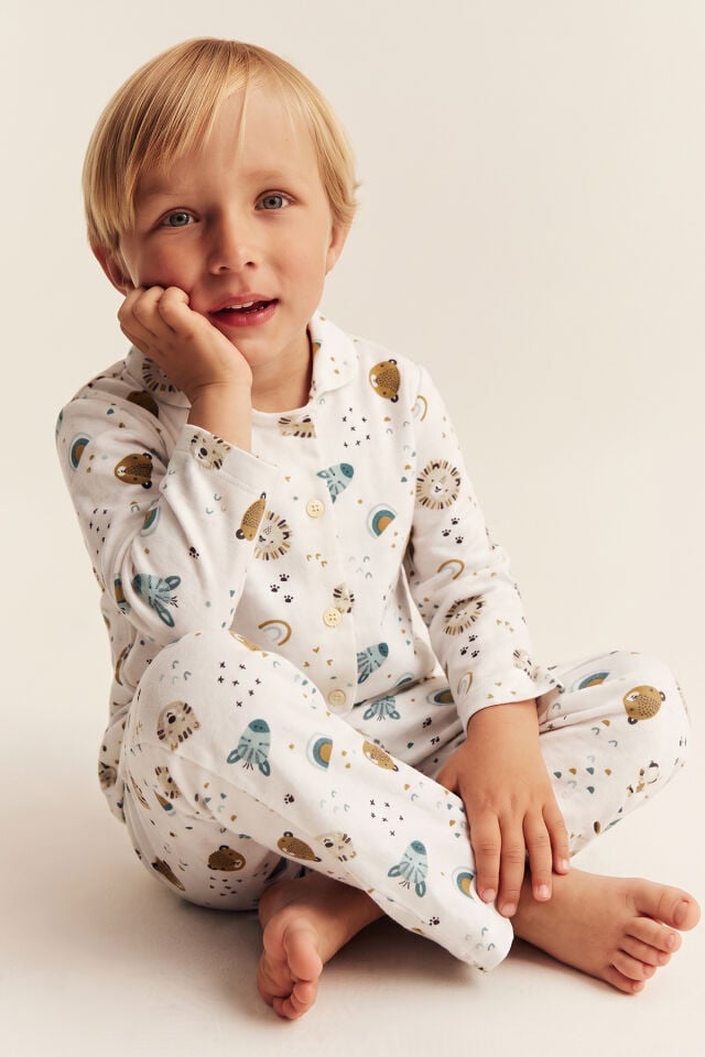 %100 Pamuk Pazen Erkek Çocuk Pijama Takımı Animal