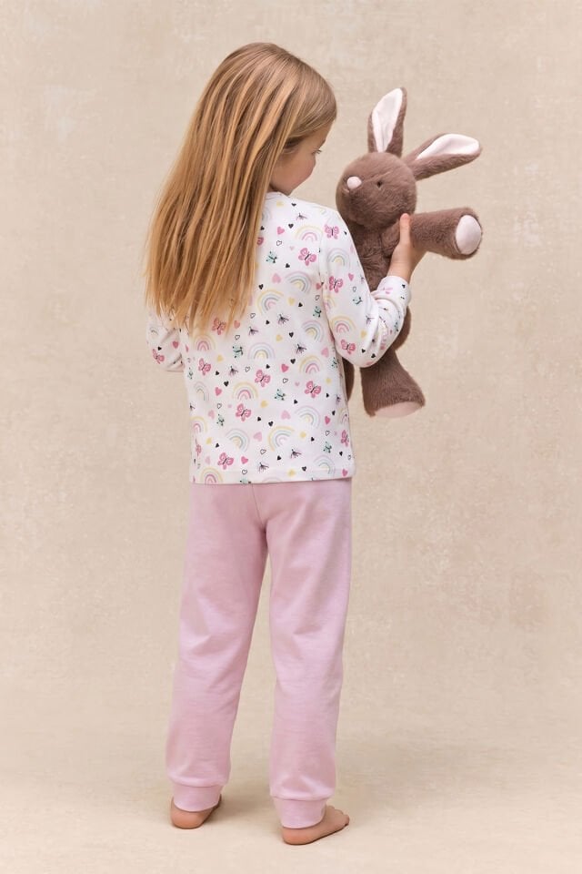 %100 Pamuk Kelebekli Bebek Çocuk Pijama Takımı