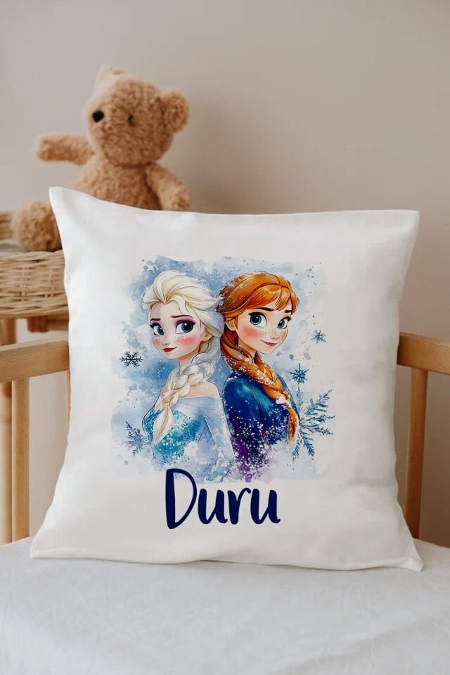 İsme Özel %100 Pamuk Çocuk Odası Kırlent Kılıfı-Elsa