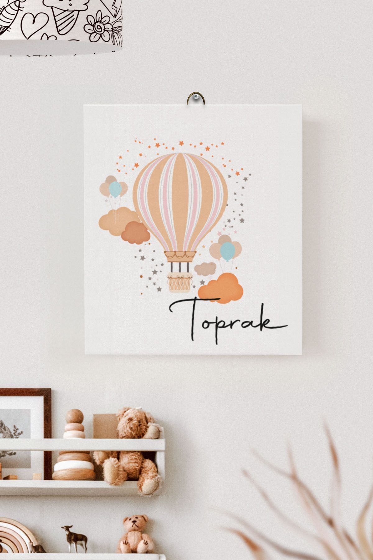 İsme Özel Çocuk Odası Kanvas Tablo Balon (17x21 Cm)