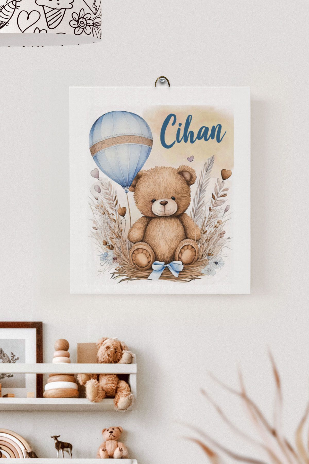 İsme Özel Çocuk Odası Kanvas Tablo Ayıcık (17x21 Cm)
