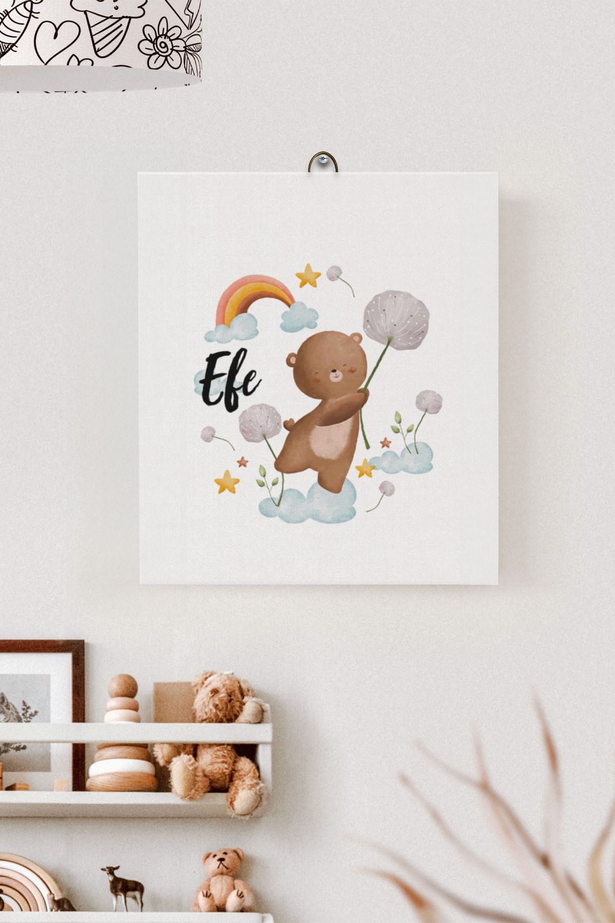 İsme Özel Çocuk Odası Kanvas Tablo Ayıcık (17x21 Cm)