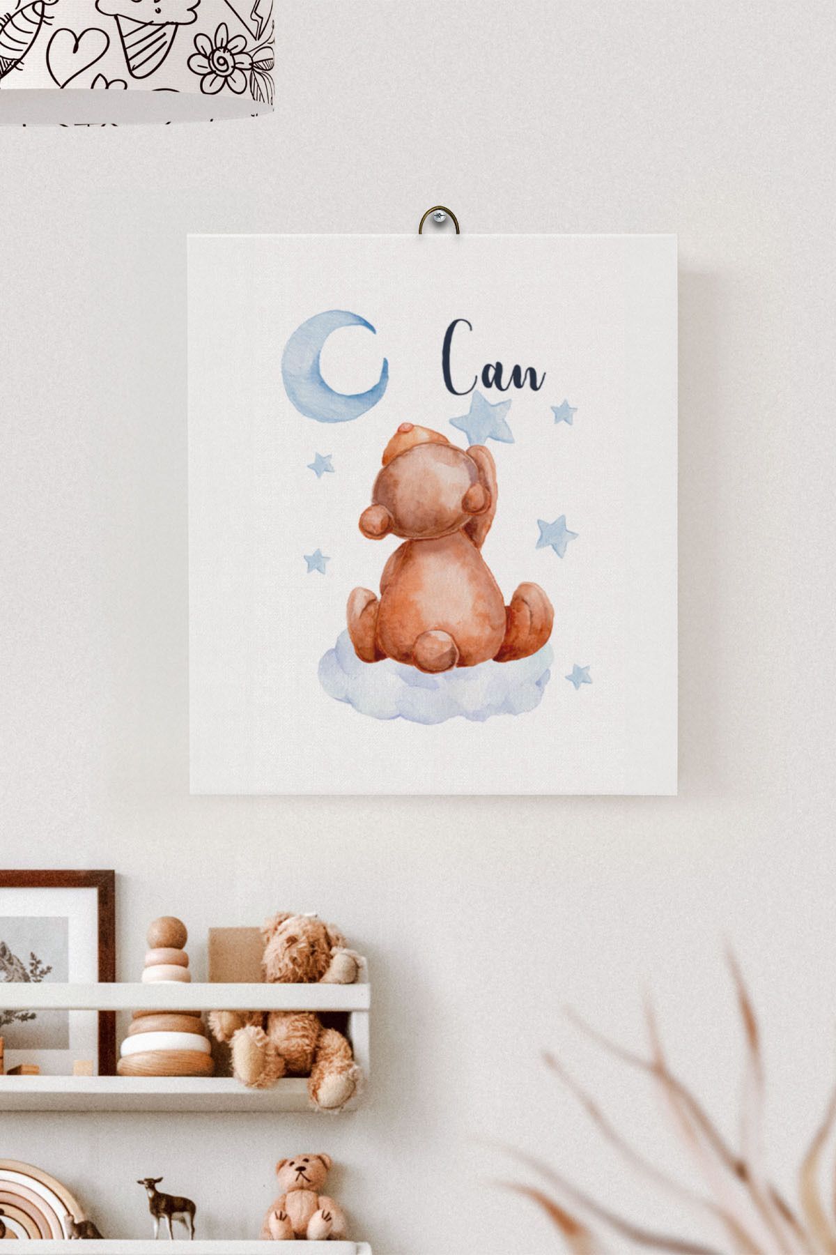 İsme Özel Çocuk Odası Kanvas Tablo Ayıcık (17x21 Cm)