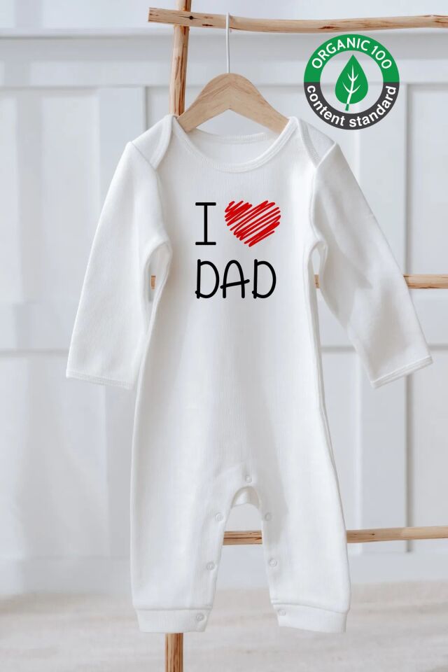 %100 Pamuk I Love Dad Bebek Tulum