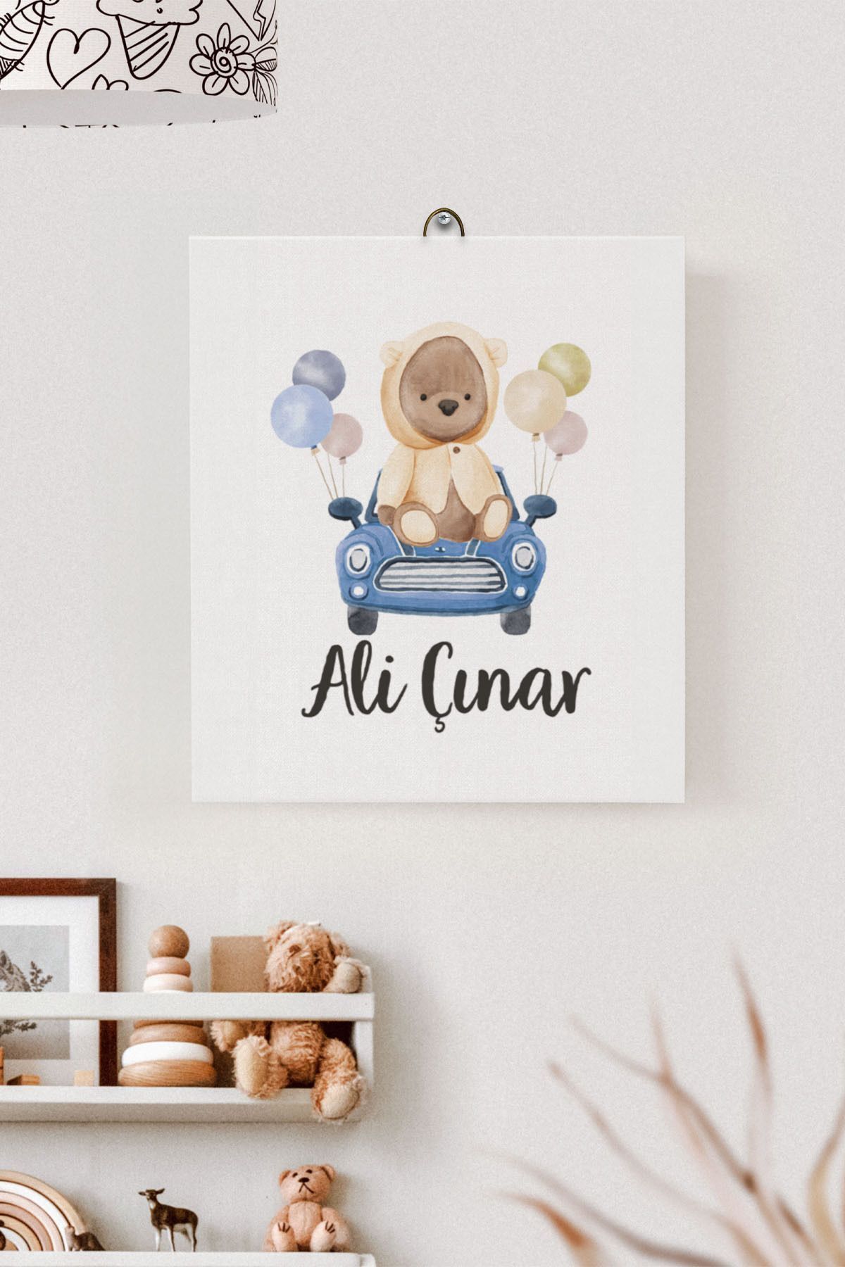 İsme Özel Çocuk Odası Kanvas Tablo Ayıcık (17x21 Cm)