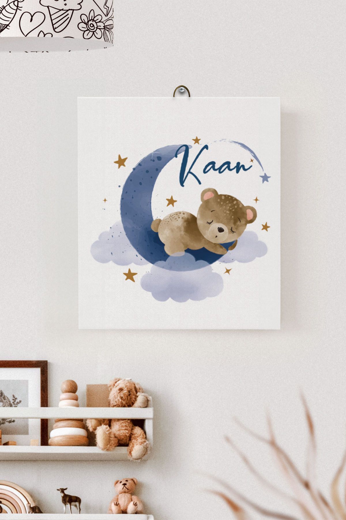 İsme Özel Çocuk Odası Kanvas Tablo Ayıcık (17x21 Cm)