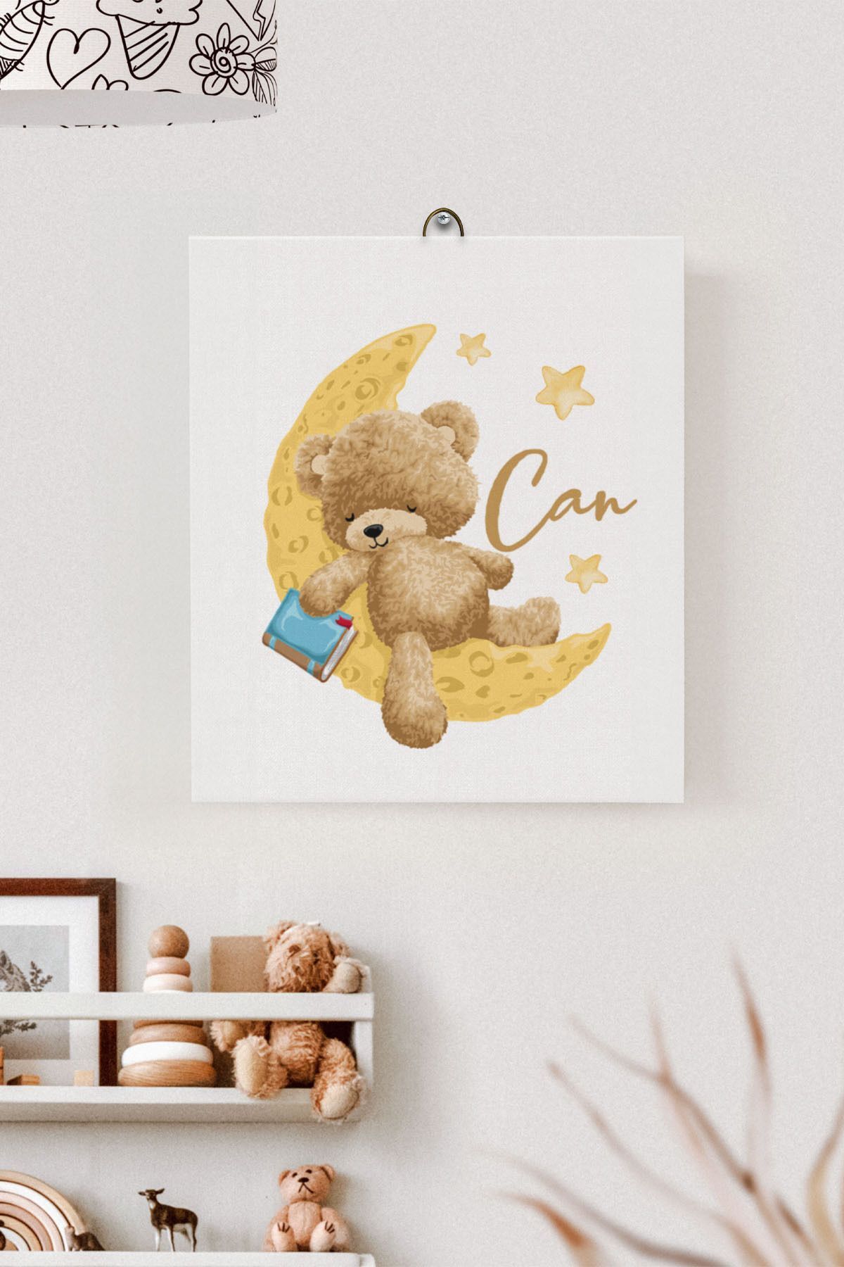 İsme Özel Çocuk Odası Kanvas Tablo Ayıcık (17x21 Cm)