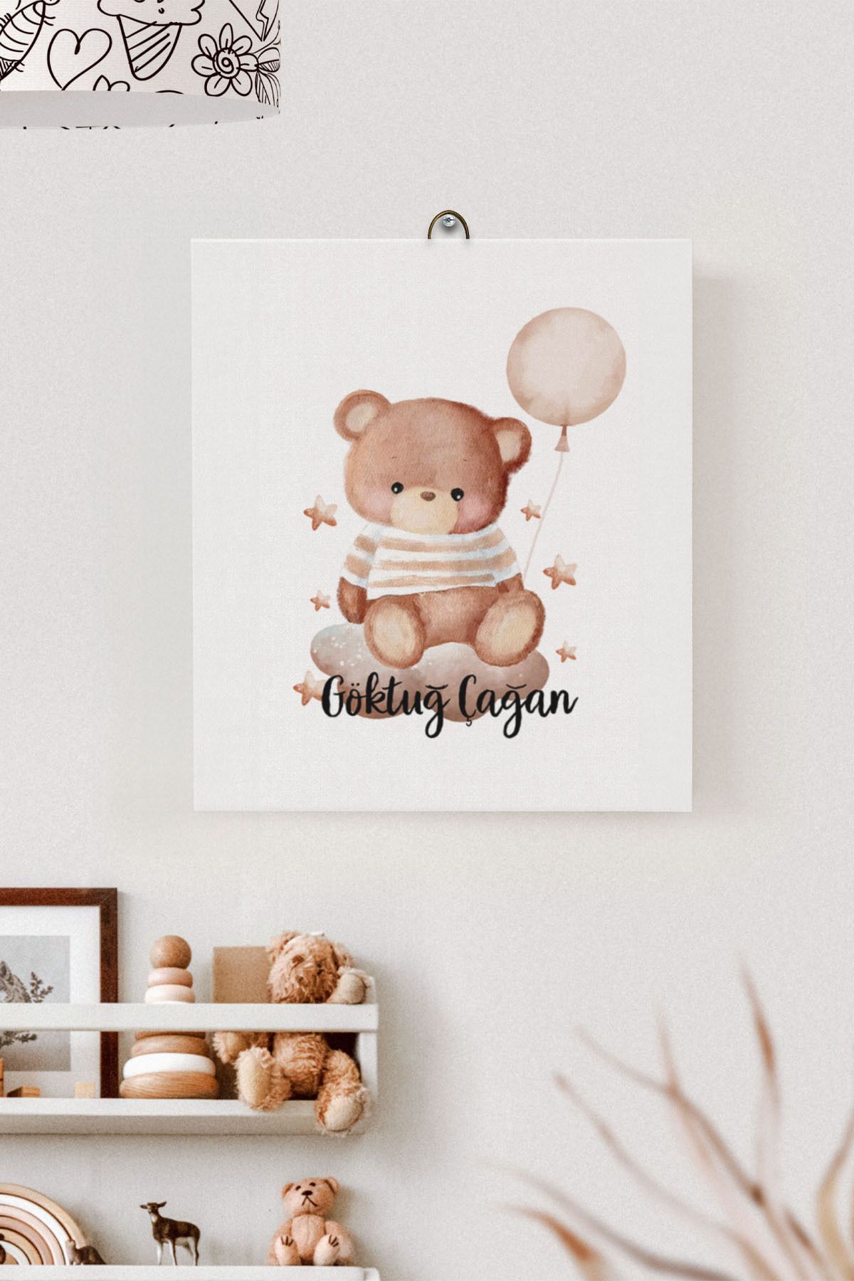 İsme Özel Çocuk Odası Kanvas Tablo Ayıcık (17x21 Cm)