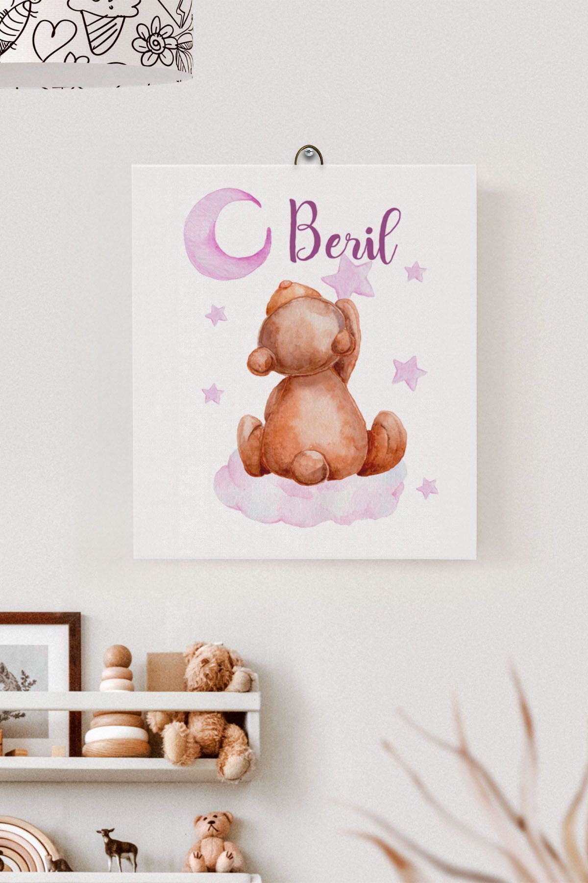 İsme Özel Çocuk Odası Kanvas Tablo Ayıcık (17x21 Cm)