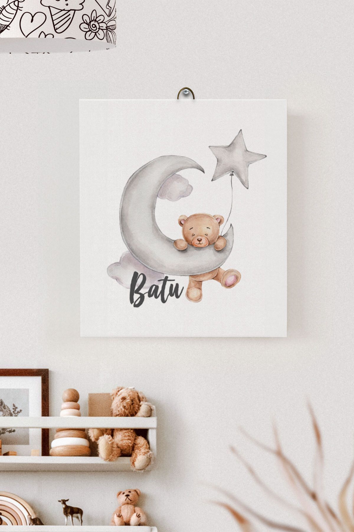 İsme Özel Çocuk Odası Kanvas Tablo Ayıcık (17x21 Cm)