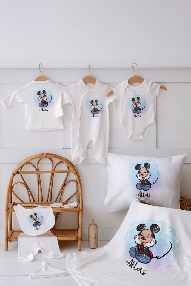 %100 Organik İsme Özel 10lu Hastane Çıkışı Mickey