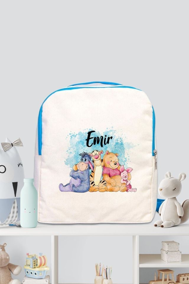 İsme Özel 0-7 Yaş Erkek Çocuk Sırt Çantası Anaokulu Kreş Çantası Winnie the Pooh