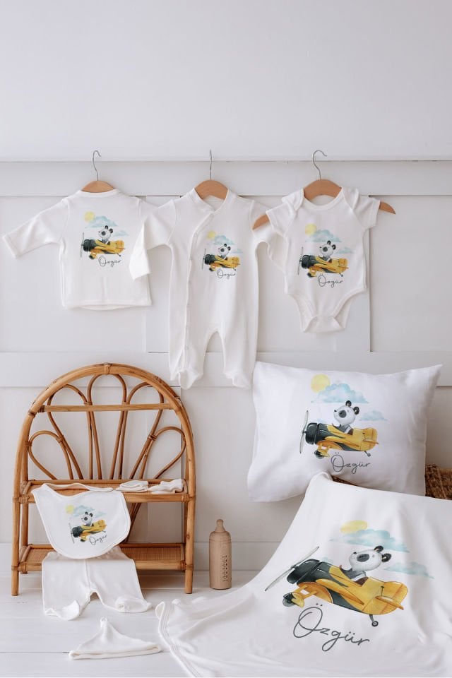 %100 Organik İsme Özel 10lu Hastane Çıkışı Panda