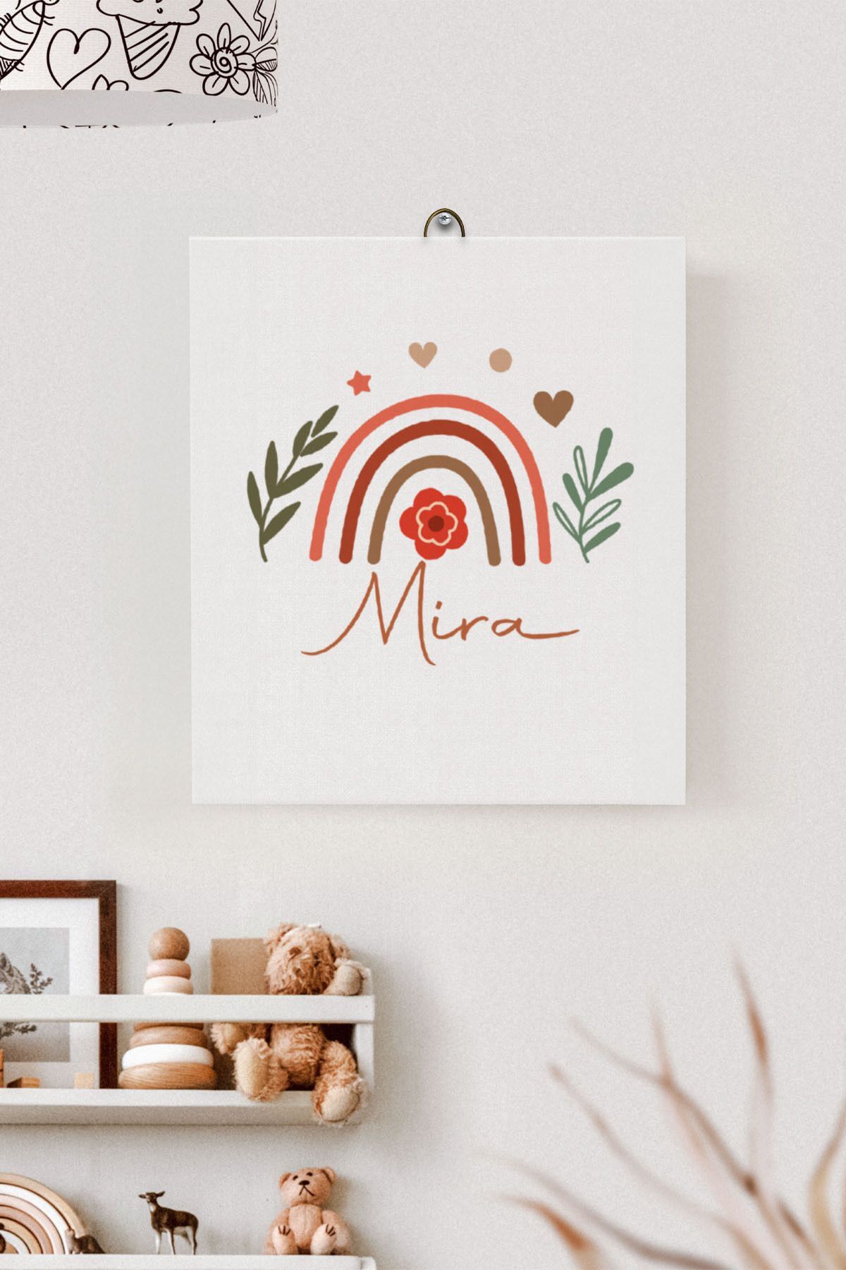 İsme Özel Çocuk Odası Kanvas Tablo Gökkuşağı (17x21 Cm)