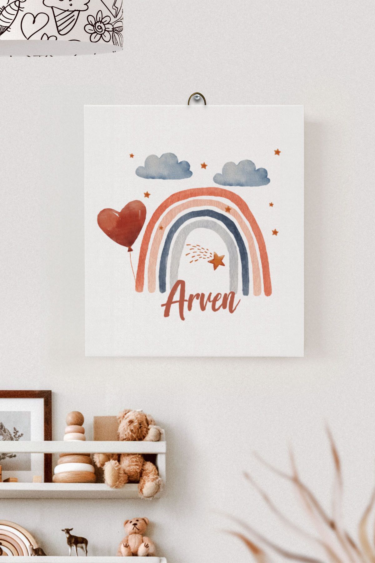 İsme Özel Çocuk Odası Kanvas Tablo Gökkuşağı (17x21 Cm)
