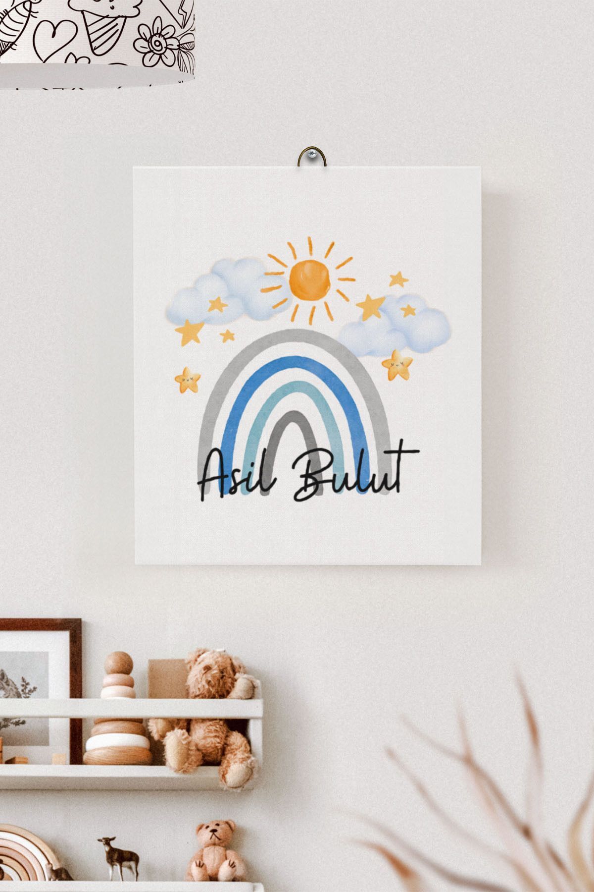 İsme Özel Çocuk Odası Kanvas Tablo Gökkuşağı (17x21 Cm)