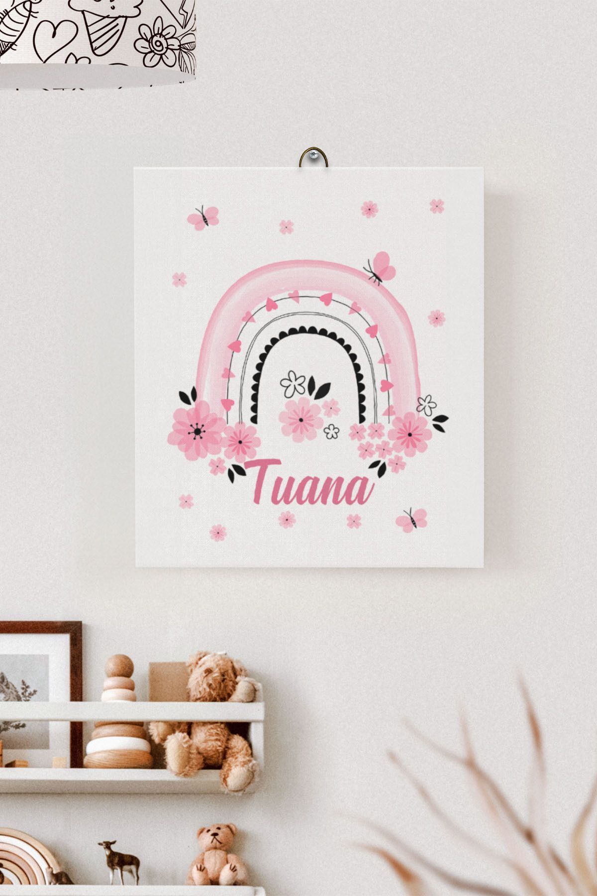 İsme Özel Çocuk Odası Kanvas Tablo Gökkuşağı (17x21 Cm)