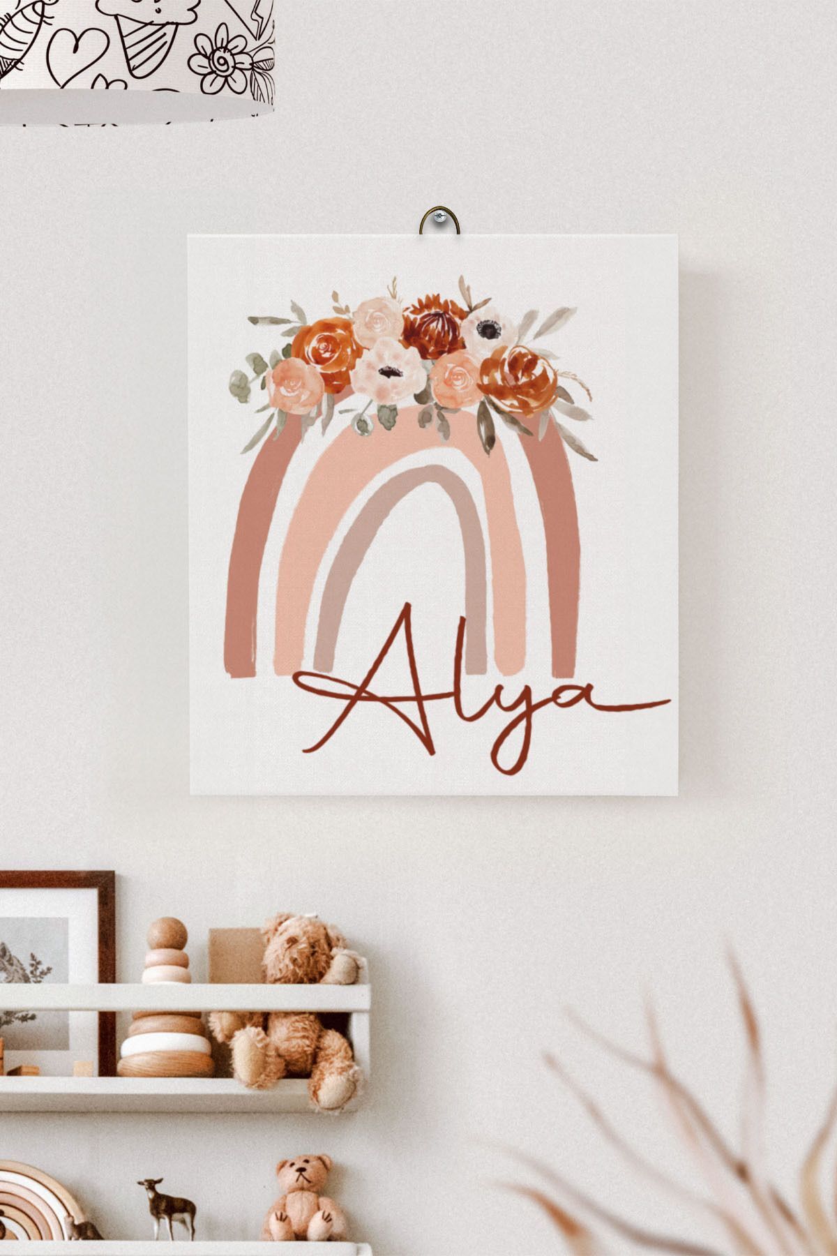 İsme Özel Çocuk Odası Kanvas Tablo Gökkuşağı (17x21 Cm)