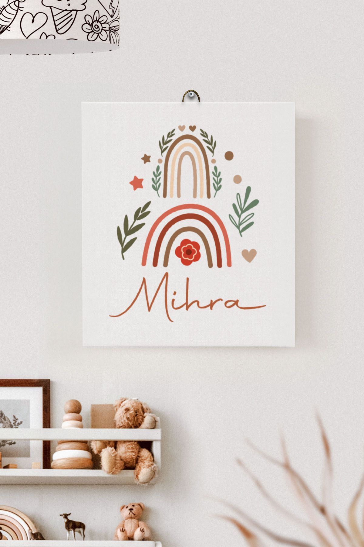İsme Özel Çocuk Odası Kanvas Tablo Gökkuşağı (17x21 Cm)