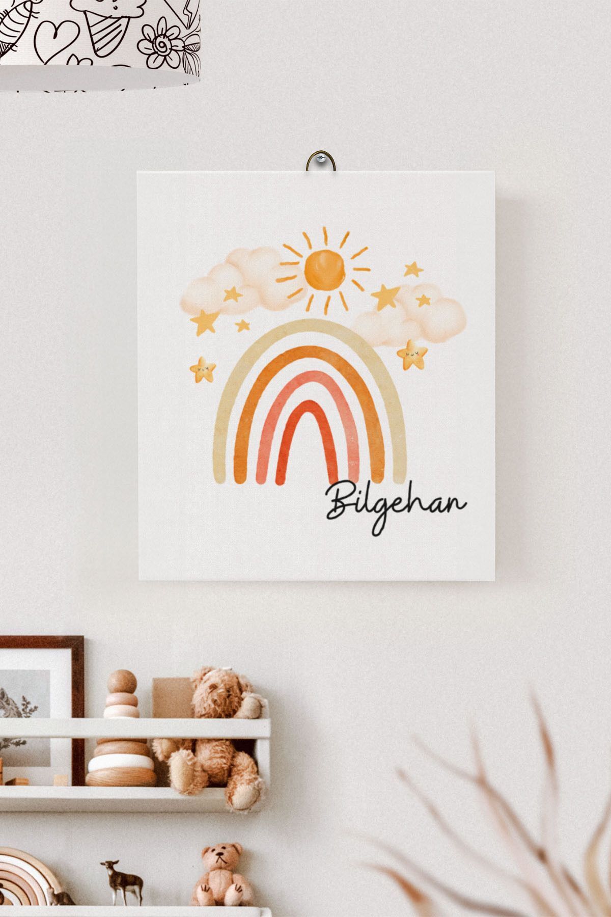 İsme Özel Çocuk Odası Kanvas Tablo Gökkuşağı (17x21 Cm)
