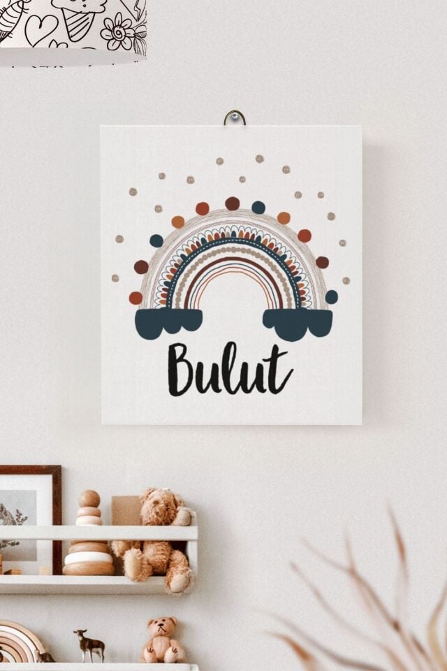 İsme Özel Çocuk Odası Kanvas Tablo Gökkuşağı (17x21 Cm)