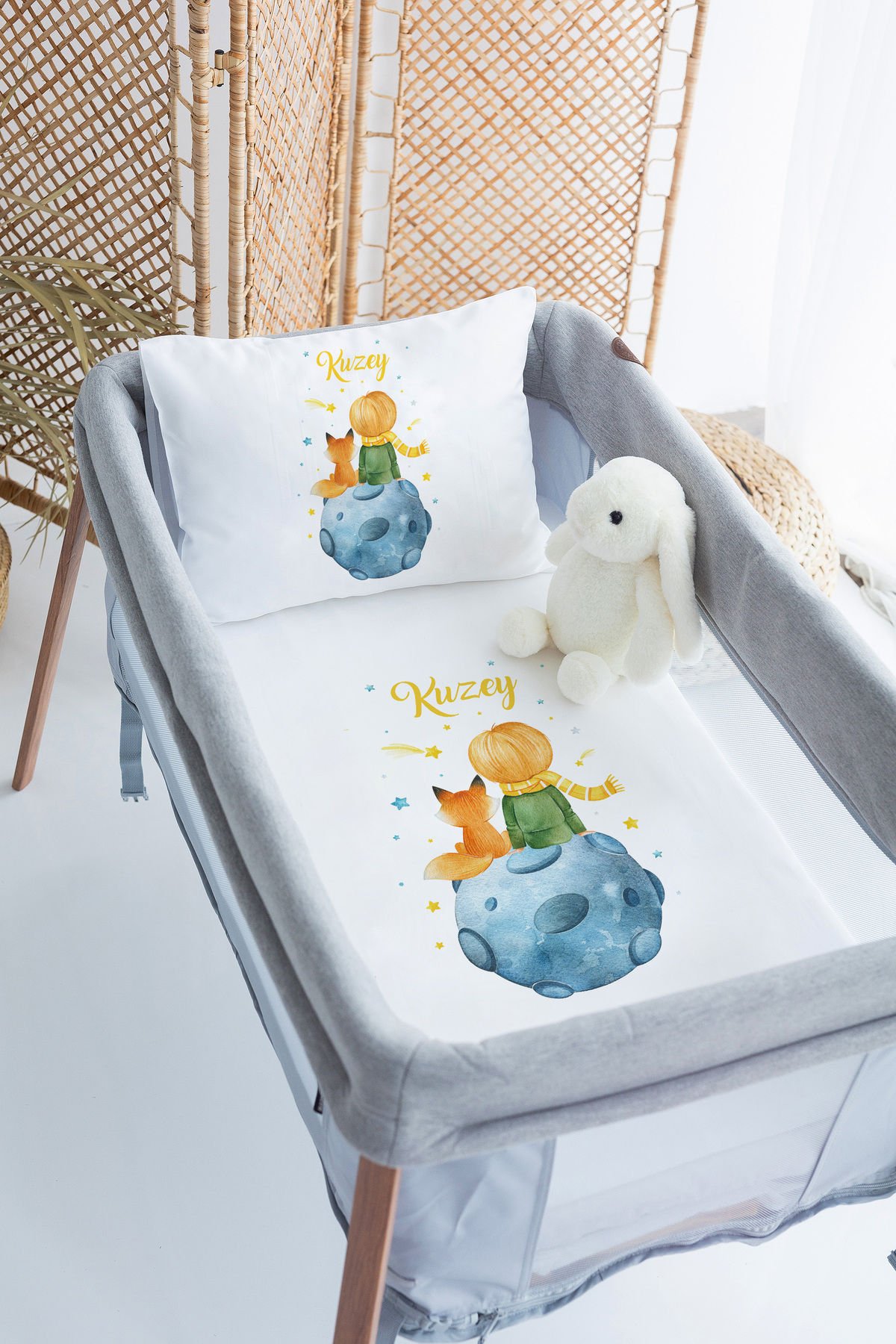 İsme Özel 70x120 Park Yatak Nevresim Takımı Küçük Prens