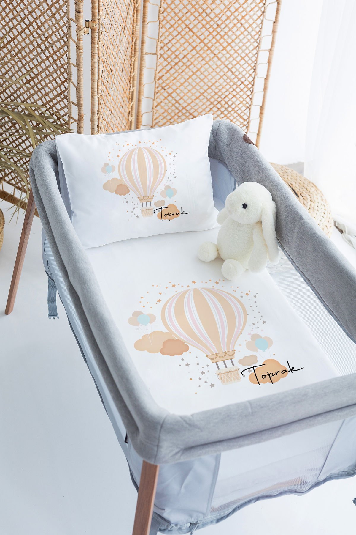 İsme Özel 70x120 Park Yatak Nevresim Takımı Balon