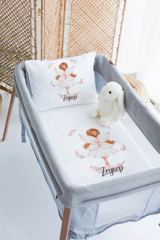 %100 Delux Pamuk İsme Özel 70x120 Park Yatak Nevresim Takımı Prenses